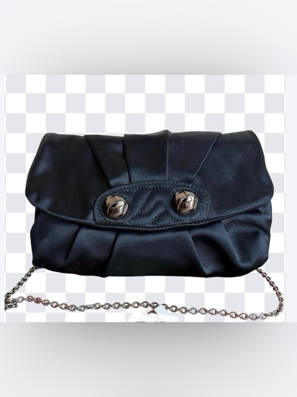 Henri Bendel Knot Mi Satin Clutch Shoulder Bag Black NWOT Henri Bendel - Picture 3 of 17